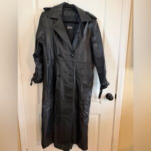 Vintage Comint Leather Double-Breasted Trench Coat Size S